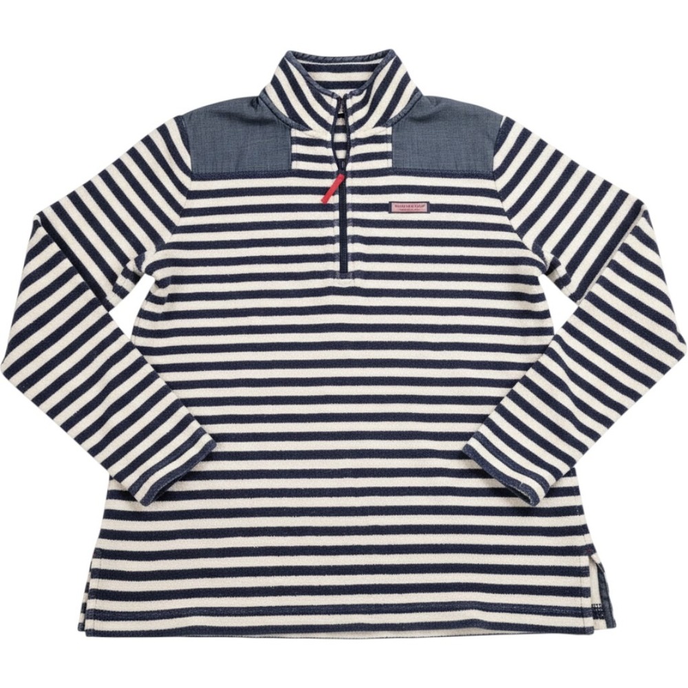 Vineyard Vines Mens Small Navy White Striped 1/4 Zip Pullover Sweatshirt